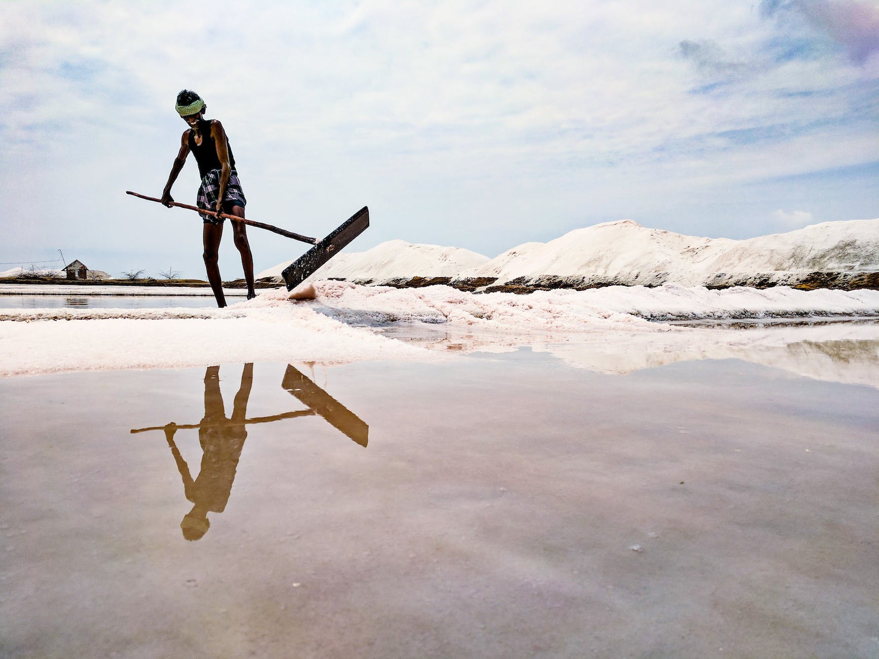 man plowing salt